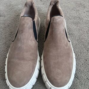 Womens Slip-On Suede Casual Sneakers - Taupe